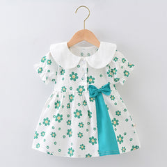 Girls' Summer Short Sleeve Cotton Dress 2024 New Style